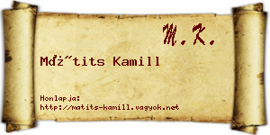Mátits Kamill névjegykártya